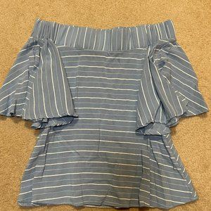 In Vein Off-the-shoulder blue striped top